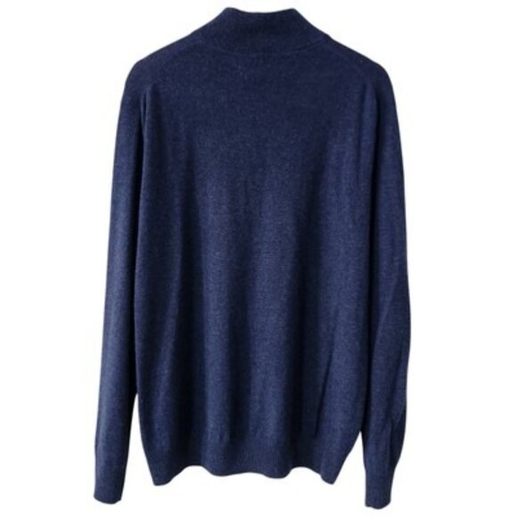 TAHARI Pure Lux 100% Cashmere Navy Blue 1/4 Zip Sweater Men's Size L Preppy - Picture 2 of 8